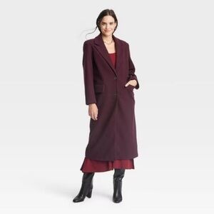 Burgundy Wool Trench Coat
